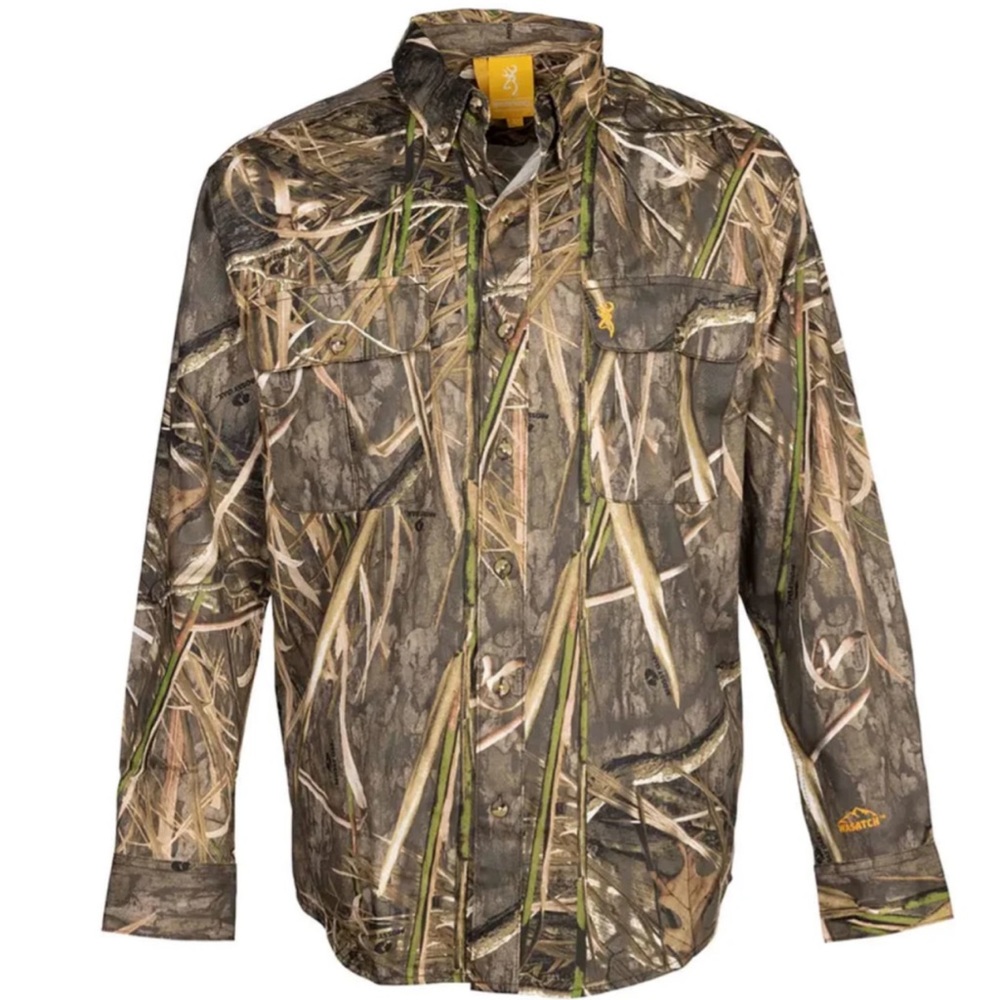 Men’s Browning wasatch mossy oak button up hunting shirt medium odor protection